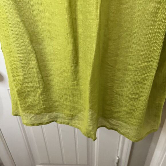 Ali Miles Green Sheer Popover Boho Peasant Top Long Sleeves Womens Size 1X - Picture 10 of 11